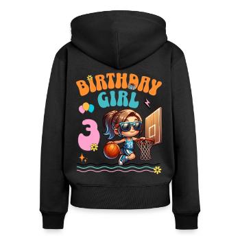 Basketball 3. Geburtstag Mädchen Basketballerin - Frauen Premium Bio Zip Hoodie - Schwarz - Hinten - Julia (174cm)