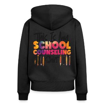 Conseiller scolaire Aquarelle Ceci - Sweat à capuche zippé Premium bio Femme - noir - Dos - Julia (174cm)