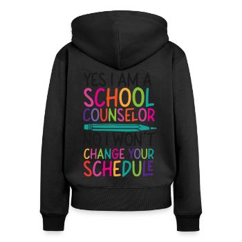 Conseiller scolaire Oui Je suis une école - Sweat à capuche zippé Premium bio Femme - noir - Dos - Julia (174cm)