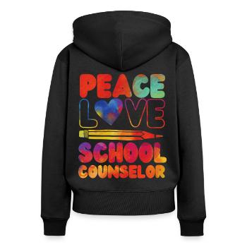 conseillère scolaire fille aquarelle - Sweat à capuche zippé Premium bio Femme - noir - Dos - Julia (174cm)