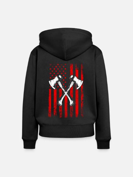 axe throwing american flag - Frauen Premium Bio Zip Hoodie - Schwarz