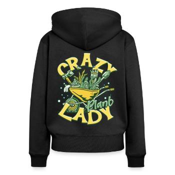 Plantes Plante Collector Plante Crazy Plant Lady - Sweat à capuche zippé Premium bio Femme - noir - Dos - Julia (174cm)