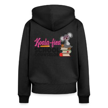 School Counselor Koala Koala-Fied - Frauen Premium Bio Zip Hoodie - Schwarz - Hinten - Julia (174cm)