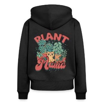 Pflanzen Pflanzensammler Pflanze Plant Mama - Frauen Premium Bio Zip Hoodie - Schwarz - Hinten - Julia (174cm)