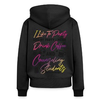 School Counselor Coffee I Like To - Frauen Premium Bio Zip Hoodie - Schwarz - Hinten - Julia (174cm)
