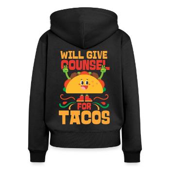 School Counselor Taco Will Give - Frauen Premium Bio Zip Hoodie - Schwarz - Hinten - Julia (174cm)