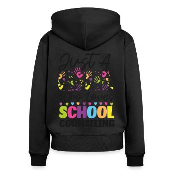 Conseillère scolaire Juste une fille qui - Sweat à capuche zippé Premium bio Femme - noir - Dos - Julia (174cm)