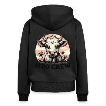Kühe Muh Kuh Moo Rindvieh Milchkuh Milchbauer - Frauen Premium Bio Zip Hoodie - Schwarz - Hinten - Julia (174cm)
