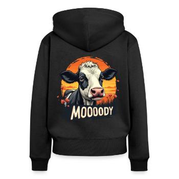 Kühe Muh Kuh Moo Rindvieh Milchkuh Milchbauer - Frauen Premium Bio Zip Hoodie - Schwarz - Hinten - Julia (174cm)