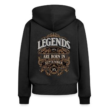 1976 September Geboren Geburtstag Geburtsjahr - Frauen Premium Bio Zip Hoodie - Schwarz - Hinten - Julia (174cm)