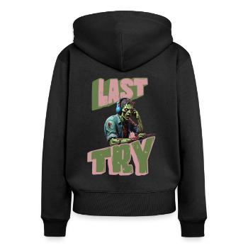 Last TRY Gamer Zombie - Frauen Premium Bio Zip Hoodie - Schwarz - Hinten - Julia (174cm)