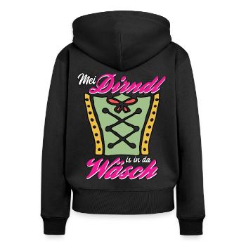 Dirndl lustiger Spruch Bayern Volksfest - Frauen Premium Bio Zip Hoodie - Schwarz - Hinten - Julia (174cm)
