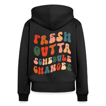 Conseillère scolaire Fresh Outta - Sweat à capuche zippé Premium bio Femme - noir - Dos - Julia (174cm)