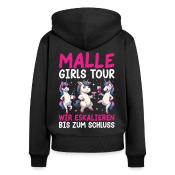 Malle Girls Tour Nous intensifions jusqu’à la fin - Sweat à capuche zippé Premium bio Femme - noir - Dos - Julia (174cm)