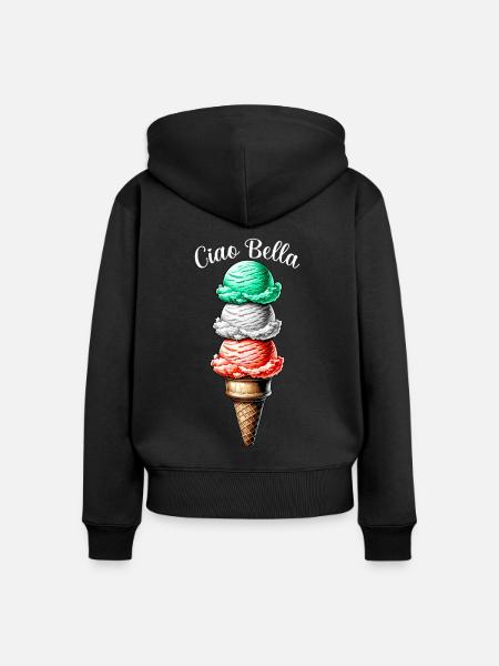 Ciao Bella - Frauen Premium Bio Zip Hoodie - Schwarz