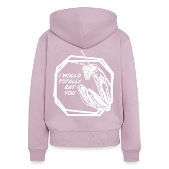 Praying Mantis Joke Insect - Frauen Premium Bio Zip Hoodie - Altrosa - Hinten - Julia (174cm)