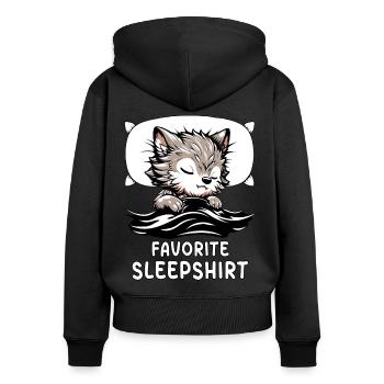 Werewolf Favorite Sleep - Frauen Premium Bio Zip Hoodie - Schwarz - Hinten - Julia (174cm)
