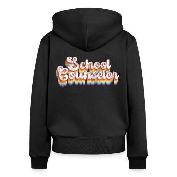School Counselor Retro Vintage - Frauen Premium Bio Zip Hoodie - Schwarz - Hinten - Julia (174cm)