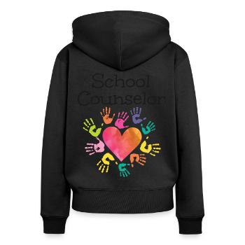 Conseiller scolaire Cœur - Sweat à capuche zippé Premium bio Femme - noir - Dos - Julia (174cm)