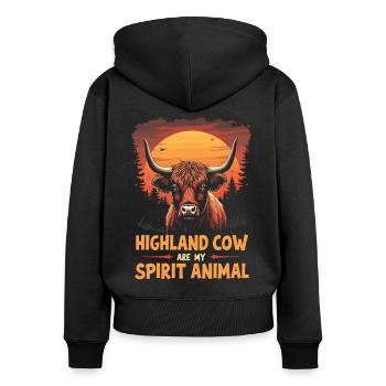 Scottish Highland Cattle Highland Cow Highland Cow - Women's Premium Organic Zip Hoodie - black - Back - Julia (174cm)