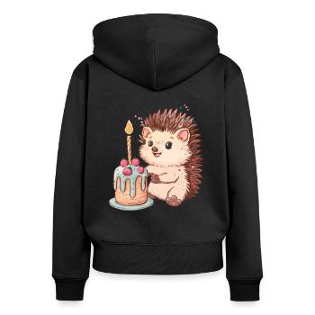 Hedgehugs Cute Hedgehog - Frauen Premium Bio Zip Hoodie - Schwarz - Hinten - Julia (174cm)