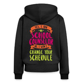 Conseiller scolaire Oui Je suis une école - Sweat à capuche zippé Premium bio Femme - noir - Dos - Julia (174cm)