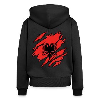 Albaner Albanisch Albanien - Frauen Premium Bio Zip Hoodie - Schwarz - Hinten - Julia (174cm)