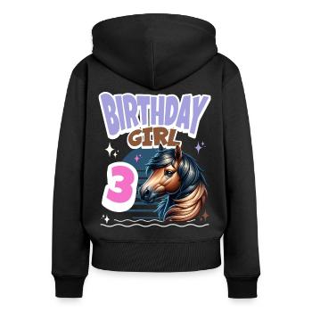 Cheval 3ème Anniversaire Fille Enfants - Sweat à capuche zippé Premium bio Femme - noir - Dos - Julia (174cm)