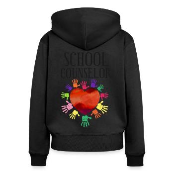 Conseiller scolaire Cœur - Sweat à capuche zippé Premium bio Femme - noir - Dos - Julia (174cm)