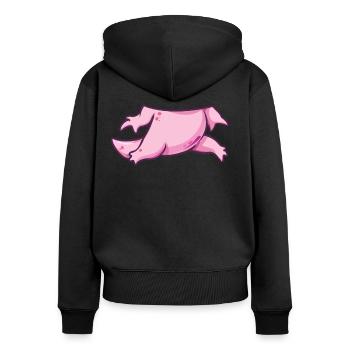 Niedlicher Axolotl Verkleidung Halloween Kostüm - Frauen Premium Bio Zip Hoodie - Schwarz - Hinten - Julia (174cm)