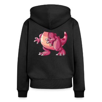Dinosaure T-Rex Costume Rétro Halloween Enfants - Sweat à capuche zippé Premium bio Femme - noir - Dos - Julia (174cm)