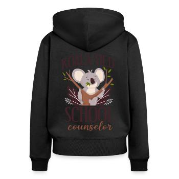 School Counselor Koala Koala-Fied - Frauen Premium Bio Zip Hoodie - Schwarz - Hinten - Julia (174cm)