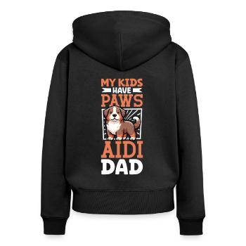 Aïdi Papa - Sweat à capuche zippé Premium bio Femme - noir - Dos - Julia (174cm)