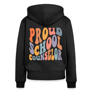School Counselor Proud School - Women's Premium Organic Zip Hoodie - black - Back - Julia (174cm)