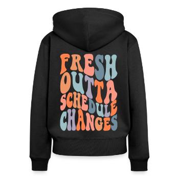 School Counselor Fresh Outta - Frauen Premium Bio Zip Hoodie - Schwarz - Hinten - Julia (174cm)