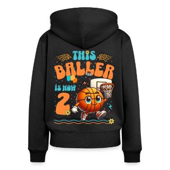 Basketball 2nd Birthday Children's Birthday - Women's Premium Organic Zip Hoodie - black - Back - Julia (174cm)