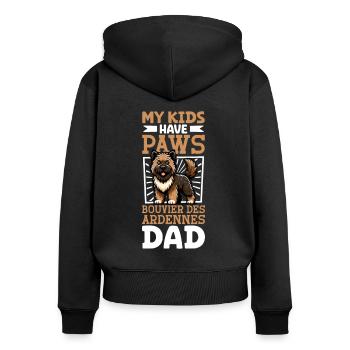 Bouvier des Ardennes Papa - Sweat à capuche zippé Premium bio Femme - noir - Dos - Julia (174cm)