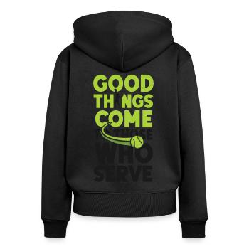 Drôle de joueur de tennis raquette bon - Sweat à capuche zippé Premium bio Femme - noir - Dos - Julia (174cm)