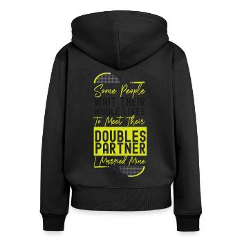Funny Tennis Player Racket Husband - Women's Premium Organic Zip Hoodie - black - Back - Julia (174cm)