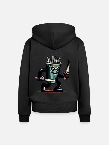 Unheimlicher Psycho Trinkbecher Getränke - Frauen Premium Bio Zip Hoodie - Schwarz