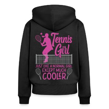 Drôle de joueur de tennis raquette fille - Sweat à capuche zippé Premium bio Femme - noir - Dos - Julia (174cm)