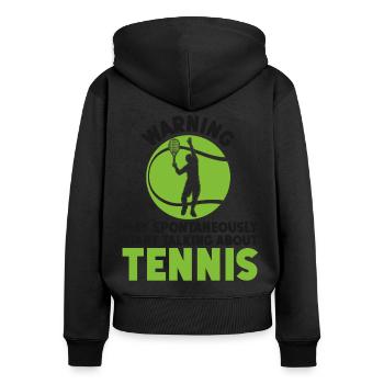 Avertissement de raquette de joueur de tennis drôle - Sweat à capuche zippé Premium bio Femme - noir - Dos - Julia (174cm)