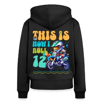 Motocross 12th Birthday - Women's Premium Organic Zip Hoodie - black - Back - Julia (174cm)
