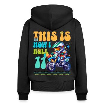 Motocross 11th Birthday - Women's Premium Organic Zip Hoodie - black - Back - Julia (174cm)
