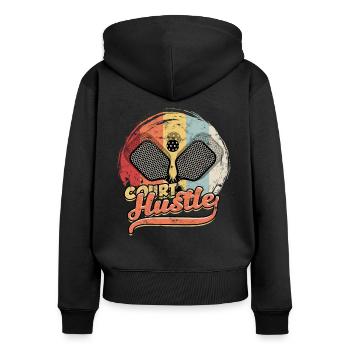 Hustler sur le terrain de pickleball - Sweat à capuche zippé Premium bio Femme - noir - Dos - Julia (174cm)