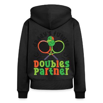 Funny Tennis Player Racket Daddy's - Frauen Premium Bio Zip Hoodie - Schwarz - Hinten - Julia (174cm)