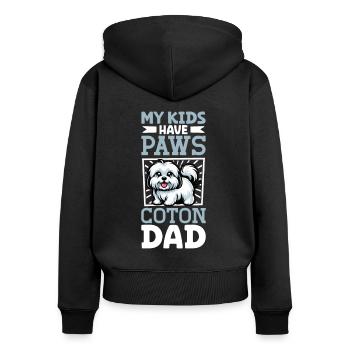Coton de Tulear Papa - Sweat à capuche zippé Premium bio Femme - noir - Dos - Julia (174cm)