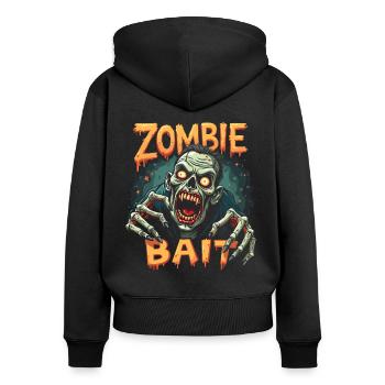 Halloween Zombie Design - Frauen Premium Bio Zip Hoodie - Schwarz - Hinten - Julia (174cm)