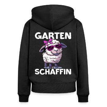 Ich bin hier die Garten Schäffin | Chefin Gärtner - Frauen Premium Bio Zip Hoodie - Schwarz - Hinten - Julia (174cm)