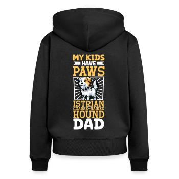 Rauhhaarige Istrianer Bracke Papa - Frauen Premium Bio Zip Hoodie - Schwarz - Hinten - Julia (174cm)